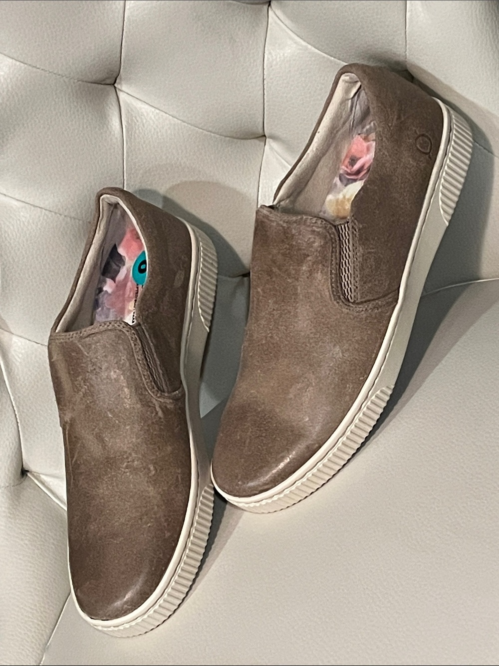 Born Kids Brown Slip-On Sneakers with Cream Sole
